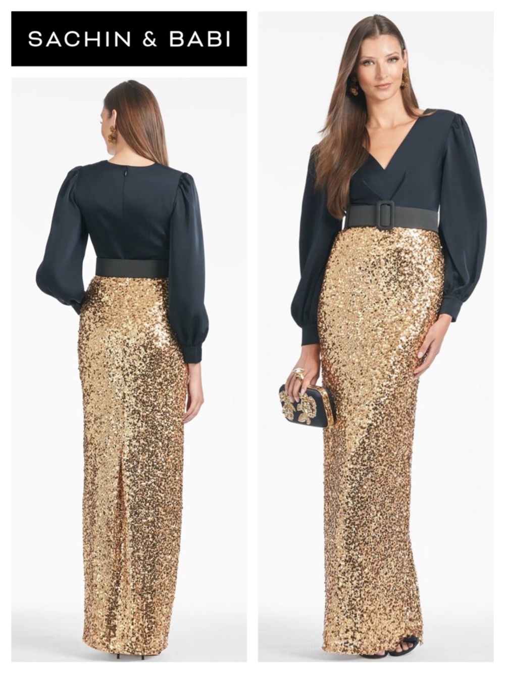 SACHIN & BABI Dorinda Sequined Satin Crêpe Gown